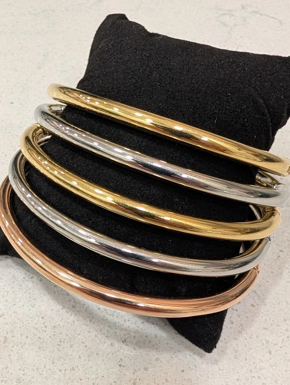 Milor Stainless Steel Tri-Tone Bangle Bracelet Set Of 5